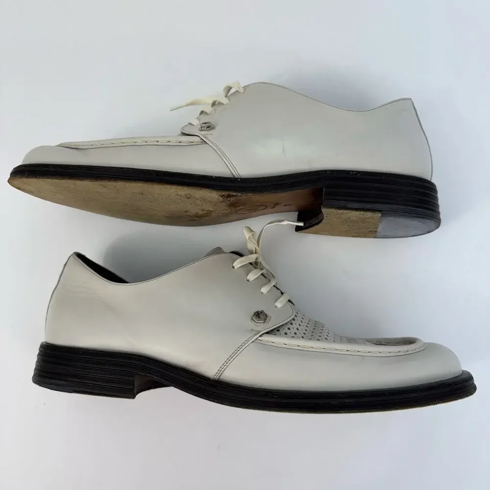 Gianni Versace Vintage Perforated Leather Lace-Up Shoes Brogues White Men's 11